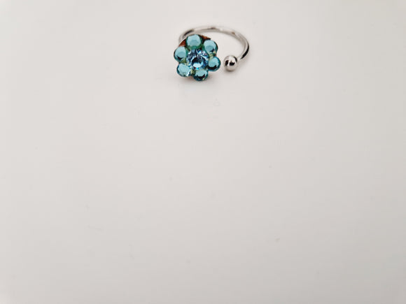 Anello Flowers Acquamarina aperto